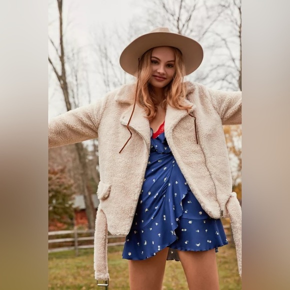 J.O.A. Oversized Faux Sherpa biker jacket - Picture 2 of 12